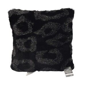 Faux Fur Decorative Throw Pillow Black & Gray Leopard Print 16"x16" Spot Clean